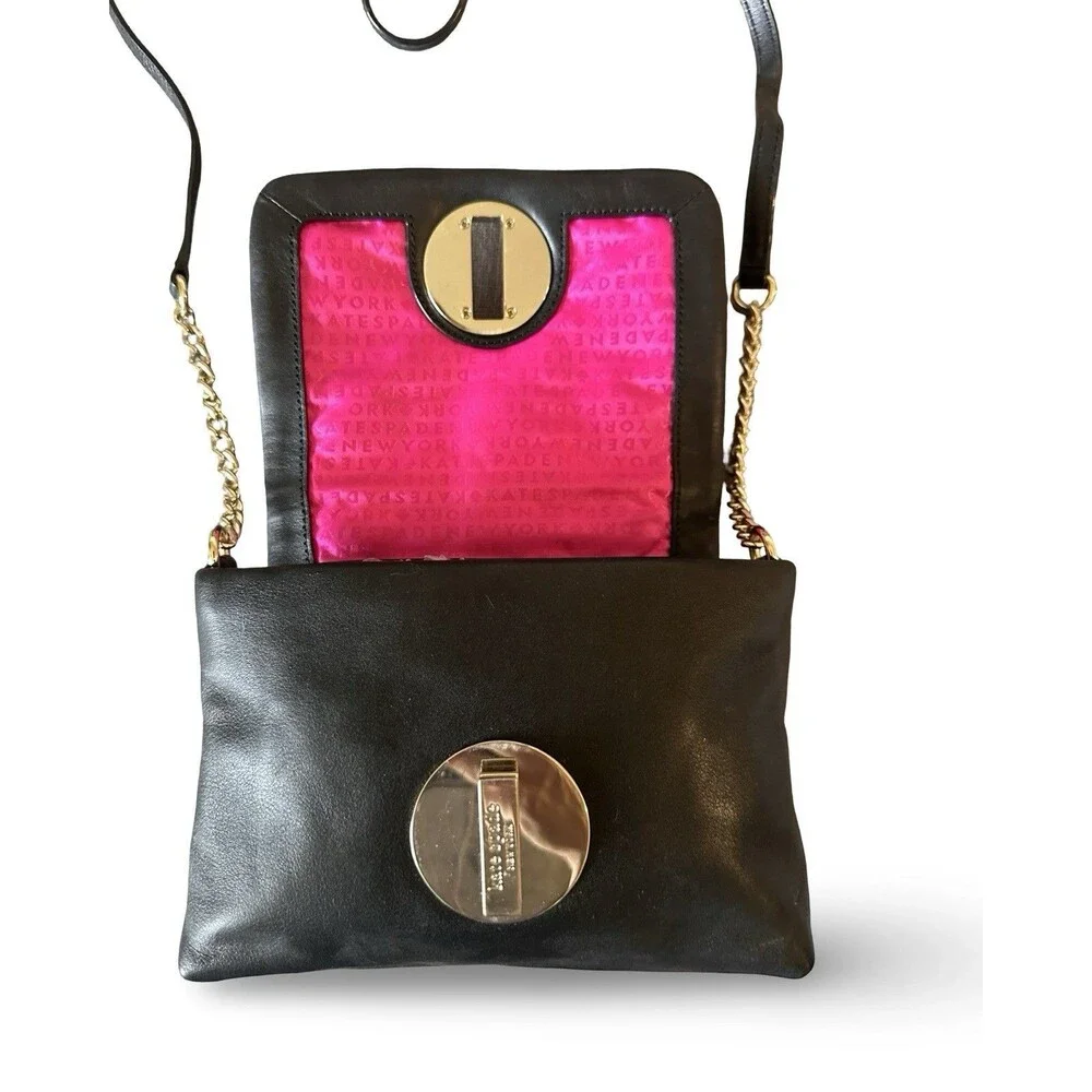 Kate Spade Black-Pink Leather Silver hardware Astor Court Naomi Crossbody Bag